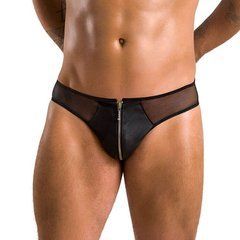 Чоловічі сліпи на блискавці Passion 042 SLIP TIMMY L/XL Black, екошкіра, сітка SO7597 фото