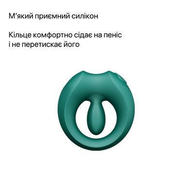 Эрекционное смарт-виброкольцо Zalo Apis Turquoise Green, до 4 часов работы, зарядный кейс SX2690 фото