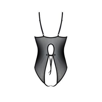 Боди с ажурным декором и открытым шагом Passion URSULA BODY S/M, black SO5830 фото