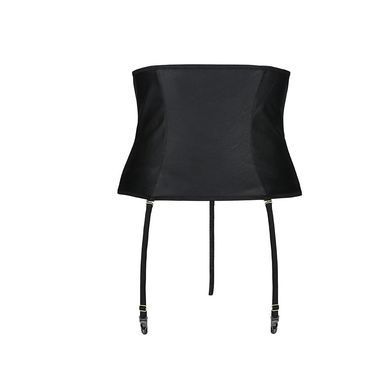 Пояс-корсет из экокожи Passion CELINE SET L/XL, black, шнуровка, съемные пажи для чулок, стринги SO6409 фото