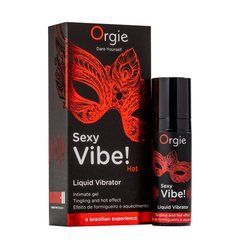 Жидкий вибратор Orgie Sexy Vibe! Hot, 15 мл, согревающий, очень мощный, со вкусом клубники SX1551 фото