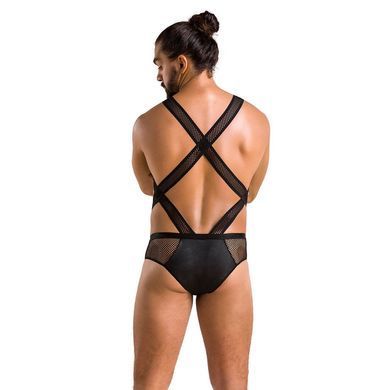 Чоловіче еротичне сітчасте боді Passion 045 VICTOR L/XL Black, екошкіра, сітка SO7606 фото