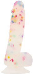 Фаллоимитатор с конфетти ADDICTION - PARTY MARTY 7.5&Prime; - FROST & CONFETTI, 19 см, силикон SO4532 фото