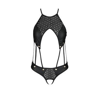 Боди с открытым доступом Passion TASMINA BODY S/M, black, экокожа, шнуровки, ажурные кружева SO7110 фото