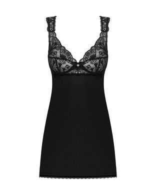 Сорочка бебі-дол з мереживом на грудях Obsessive Donna Dream babydoll XS/S Black, стрінги SO8630 фото