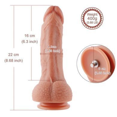 Ультрареалістичний фалоімітатор для секс-машин Hismith 8.3&Prime; 2-layers Silicone Flesh Dildo, 2-шаровий SO6204 фото
