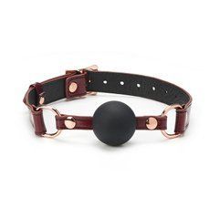 Силиконовый кляп Liebe Seele Wine Red Ball Gag, диаметр шарика 4,3 см, ремень из натуральной кожи SO9450 фото