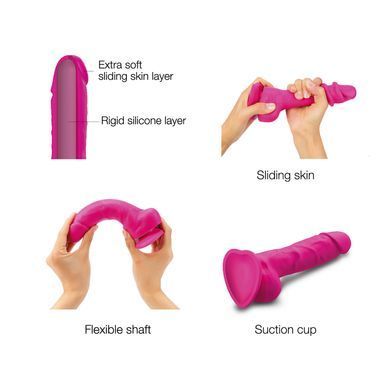 Реалістичний фалоімітатор Strap-On-Me Sliding Skin Realistic Dildo Fuchsia M, ефект рухливої шкіри SO6255 фото