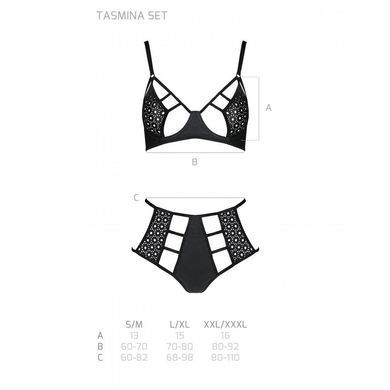 Розпродаж!!! Комплект з екошкіри Passion Tamaris Set black S/M, бюстгальтер та трусики SO5797 фото