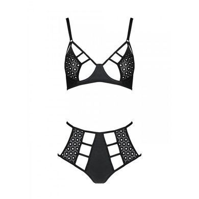 Розпродаж!!! Комплект з екошкіри Passion Tamaris Set black S/M, бюстгальтер та трусики SO5797 фото