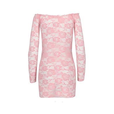 Прозрачная сорочка с длинным рукавом Passion YOLANDA CHEMISE XXL/XXXL, pink, трусики EL14309 фото