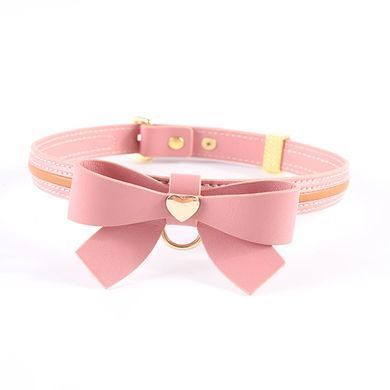 Ошейник с поводком LOCKINK SEVANDA Love Heart Butterfly Leather Collar Set, розовый, с бантом SX0864 фото