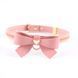 Ошейник с поводком LOCKINK SEVANDA Love Heart Butterfly Leather Collar Set, розовый, с бантом SX0864 фото 5