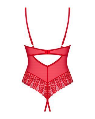 Боди с доступом Obsessive Ingridia crotchless teddy XS/S, красное, открытая грудь SO9025 фото