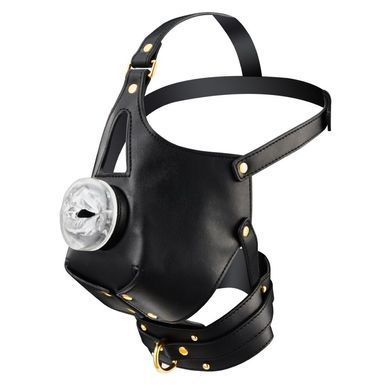 Маска-сбруя для минета с поводком LOCKINK SEVANDA Blowjob Head Muzzle with Leash, черная SX0912 фото