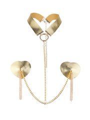 Пестис-сердечки с кисточками и чокером JSY Nipple Sticker RT236114 Golden SX3758 фото