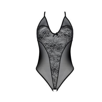Боди с ажурным декором и открытым шагом Passion URSULA BODY XXL/XXXL, black SO5831 фото