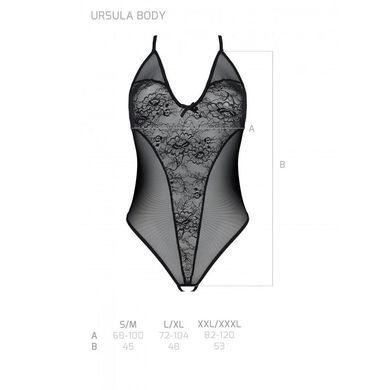 Боди с ажурным декором и открытым шагом Passion URSULA BODY XXL/XXXL, black SO5831 фото