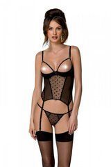 Корсет Passion MARINA CORSET, L/XL, black, з відкритими чашками SO9729 фото