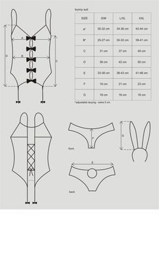 Еротичний костюм зайчика Obsessive Bunny suit 4 pcs costume pink L/XL, рожевий, топ з підв&rsquo;язками SO7255 фото