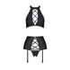 Комплект из эко-кожи с имитацией шнуровки Passion NANCY SET S/M black, топ, трусики, пояс для чулок SO5374 фото 3