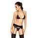 Комплект белья под латекс Passion CAPRI SET L/XL, black, мини-бикини, стринги, пояс для чулок EL10901 фото 1
