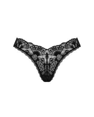 Кружевные стринги Obsessive Donna Dream thong XS/S Black, низкая посадка SO8639 фото