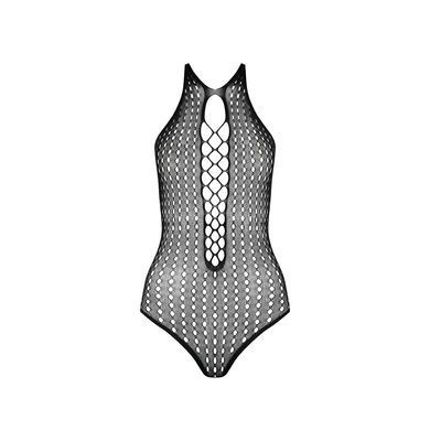 Бодистокинг с декольте Passion BS088 black, имитация корсетной шнуровки SO6382 фото
