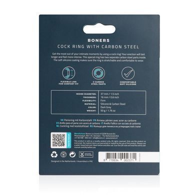 Эрекционное кольцо Boners Cock Ring With Steel Core, стальные вставки, внутренний диаметр 3,7 см SO8874 фото