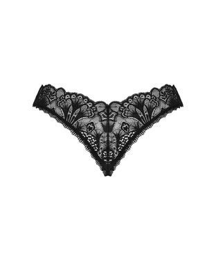Кружевные стринги Obsessive Donna Dream crotchless thong XS/S Black, открытый доступ SO8642 фото