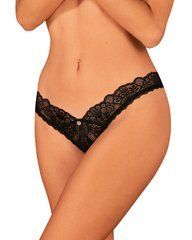 Кружевные стринги Obsessive Donna Dream crotchless thong M/L Black, открытый доступ SO8643 фото