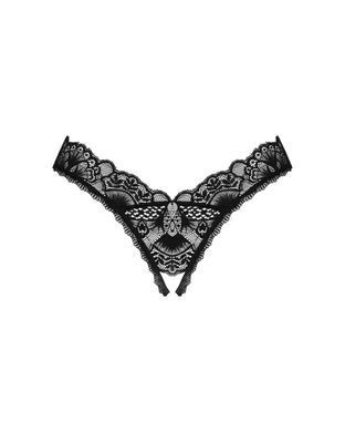 Кружевные стринги Obsessive Donna Dream crotchless thong M/L Black, открытый доступ SO8643 фото