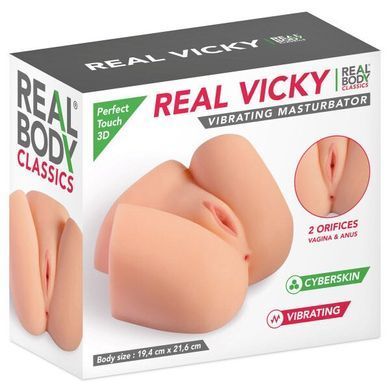 Мастурбатор-півторс з вібрацією Real Body Real Vicky вагіна та анус, 22х19 см SO9952 фото