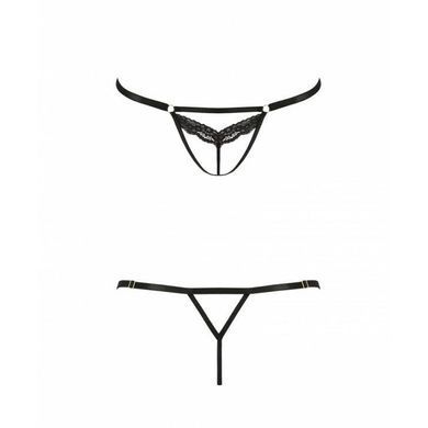 Откровенные трусики-стрепы с кружевом Passion Exclusive SOLON THONG L/XL, black PS28004 фото