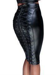 Юбка-карандаш со шнуровкой Noir Handmade F152 Powerwetlook pencil skirt, 3XL, с мокрым эффектом SX0034 фото