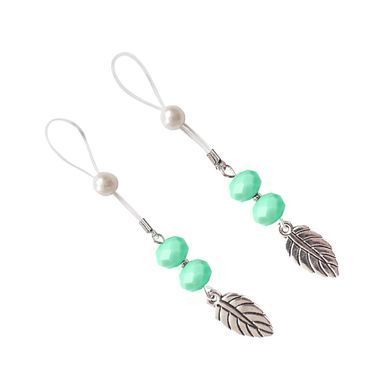 Прикраси з намистинами та листочком для сосків Art of Sex &ndash; Nipple Jewelry Leaf, м&rsquo;ятні SO5397 фото