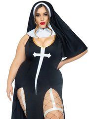 Костюм монашки-грешницы Leg Avenue Sultry Sinner 1X-2X, платье, головной убор, воротник SX1731 фото