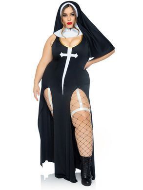 Костюм монашки-грешницы Leg Avenue Sultry Sinner 1X-2X, платье, головной убор, воротник SX1731 фото