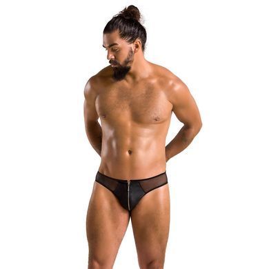 Чоловічі сліпи на блискавці Passion 042 SLIP TIMMY XXL/XXXL Black, екошкіра, сітка SO7599 фото