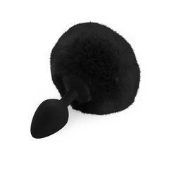 Силиконовая анальная пробка М Art of Sex - Silicone Butt plug Rabbit Tail Black, диаметр 3,5 см SO6694 фото