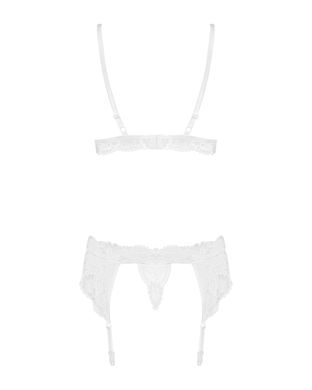 Кружевной комплект белья Obsessive 810-SEG-2 S/M White, бюстгальтер, стринги, пояс для чулок SO7165 фото
