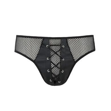 Мужские трусы со шнуровкой Passion 035 SLIP RICHARD S/M Black, экокожа, сетка SO7577 фото