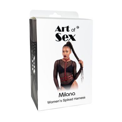 Жіноча портупея з шипами Art of Sex - Milana, екошкіра, розмір XS-2XL, колір червоний SX4691 фото