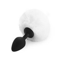 Силиконовая анальная пробка М Art of Sex - Silicone Butt plug Rabbit Tail White, диаметр 3,5 см SO6695 фото
