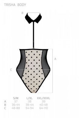 Эротическое боди Passion TRISHA BODY, XXL/XXXL, beige, с открытыми чашками SO9740 фото