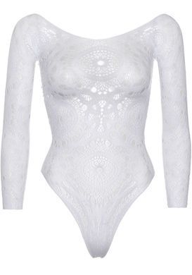 Эротическое боди-бодистокинг Leg Avenue Snap crotch thong back teddy White S/M SO9133 фото
