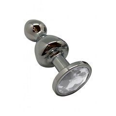 Металева анальна пробка Wooomy Lollypop Double Ball Metal Plug L, діаметр 3,5 см, довжина 10,5 см SO7421 фото