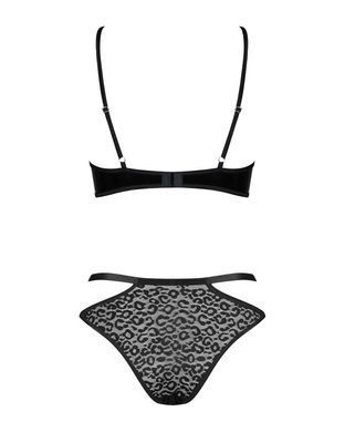 Эротический комплект под латекс со стрепами Obsessive Bagirela 2-pcs set S/M, черный, под леопард, б SO7219 фото