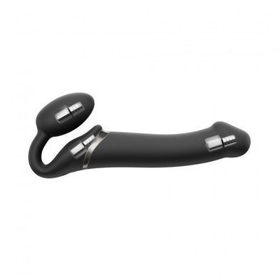 Безремневой страпон с вибрацией Strap-On-Me Vibrating Black M, диаметр 3,8см, пульт ДУ, регулируемый SO3354 фото