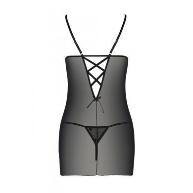 Сорочка с вырезами на груди, стринги Passion LOVELIA CHEMISE XXL/XXXL, black SO4761 фото